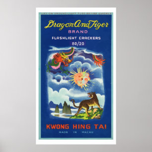 Dragon and Tiger (Vintage Chinese Firecracker) Poster