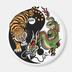 dragon and tiger yin yang magnet
