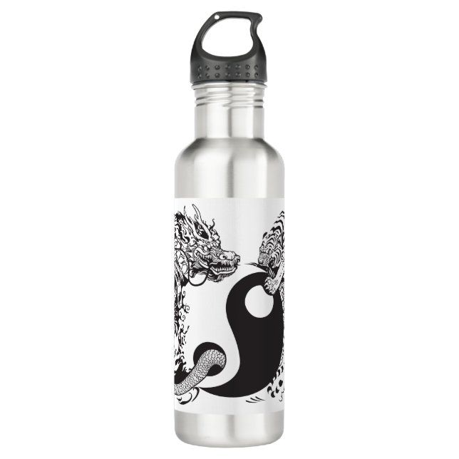 dragon and tiger yin yang symbol 710 ml water bottle (Front)