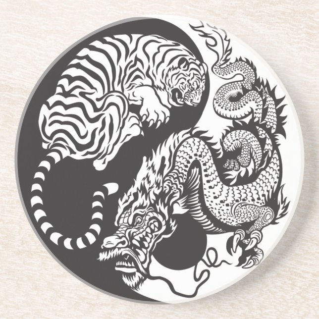 dragon and tiger yin yang symbol coaster (Front)