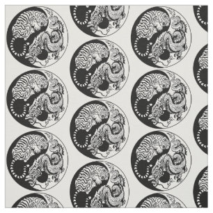 dragon and tiger yin yang symbol fabric
