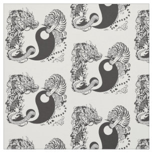 dragon and tiger yin yang symbol fabric