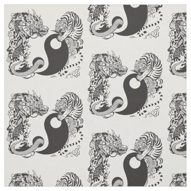 dragon and tiger yin yang symbol fabric (Swatch)