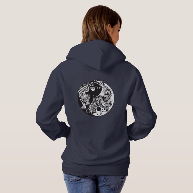 dragon and tiger yin yang symbol hoodie (Back Full)