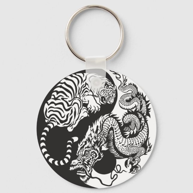 dragon and tiger yin yang symbol key ring (Front)