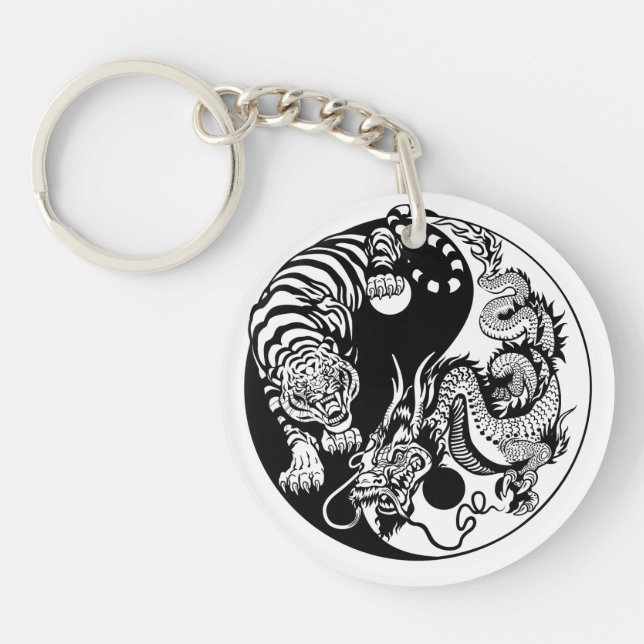 dragon and tiger yin yang symbol key ring (Front)