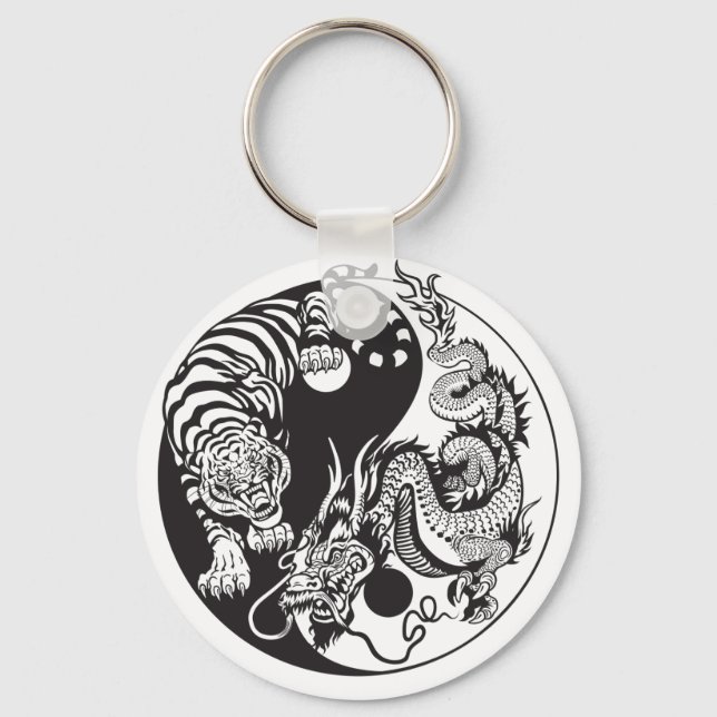 dragon and tiger yin yang symbol key ring (Front)