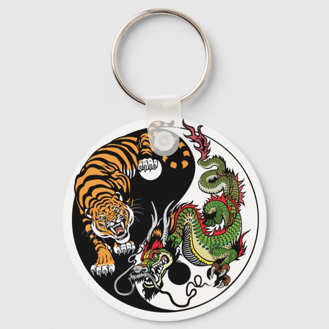 dragon and tiger yin yang symbol key ring (Front)