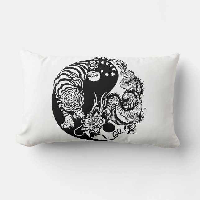 dragon and tiger yin yang symbol lumbar cushion (Front)