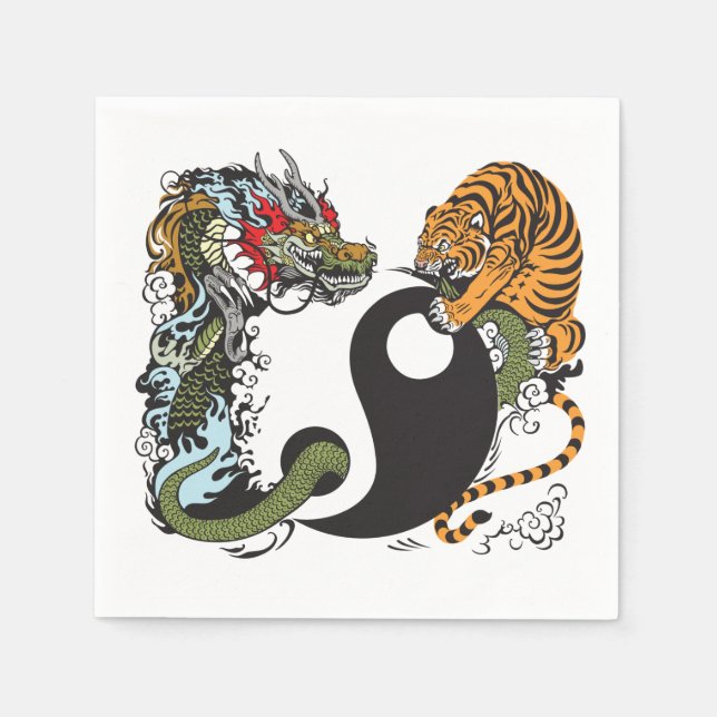 dragon and tiger yin yang symbol napkin (Front)