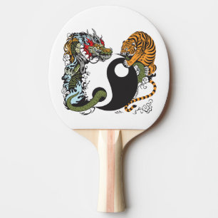 dragon and tiger yin yang symbol ping pong paddle