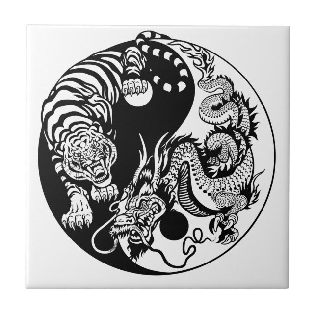 dragon and tiger yin yang symbol tile (Front)
