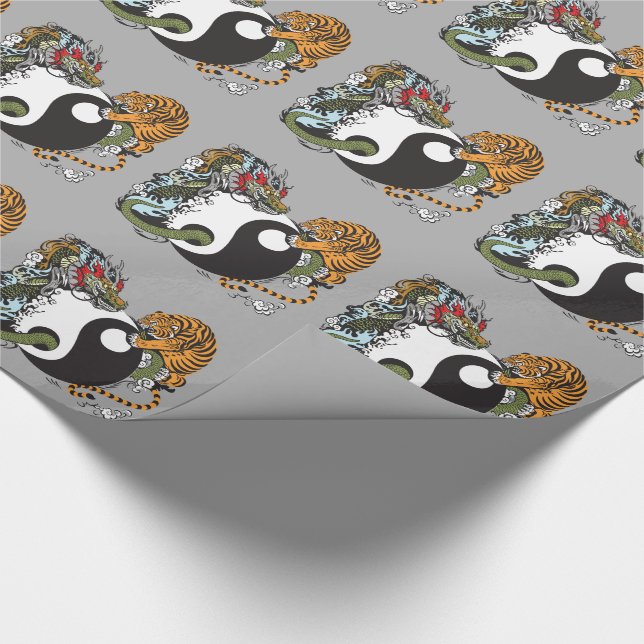 dragon and tiger yin yang symbol wrapping paper (Corner)