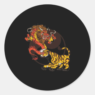 Dragon-and Tiger-Yin-Yang T-Shirt Design Classic Round Sticker