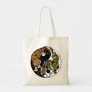 dragon and tiger yin yang tote bag