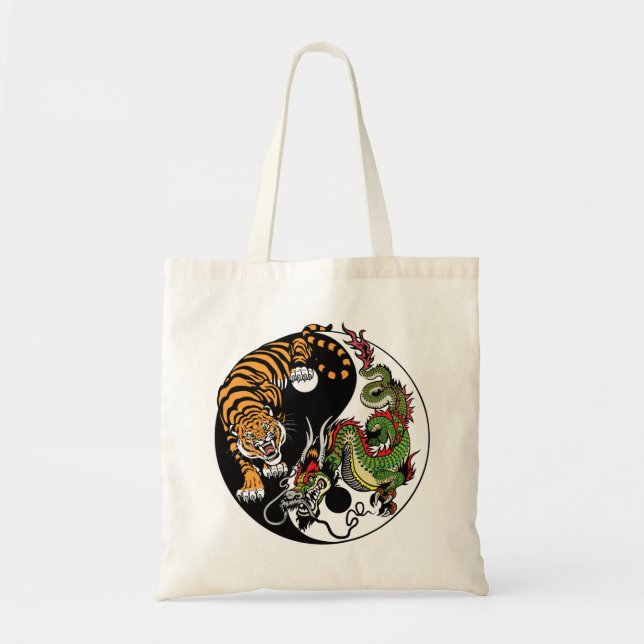 dragon and tiger yin yang tote bag (Front)