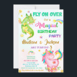 Dragon and unicorn birthday invitation boy & girl<br><div class="desc">Join us for a magical birthday! Dragon and Unicorn birthday invitation Unicorn and Dragon invitation Magical invitation Magical birthday invitation for boy and girl. Invite your friends with this cute watercolor magical theme invitation! This dragon and unicorn birthday invitation features happy little unicorn, curious little dragon, some stars and rainbows...</div>