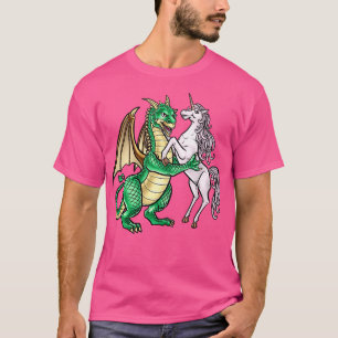 Dragon And Unicorn Dancing waltz music creature T-Shirt