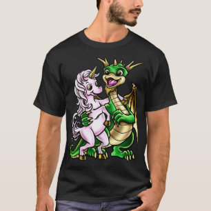 Dragon And Unicorn Friendship hug creature T-Shirt