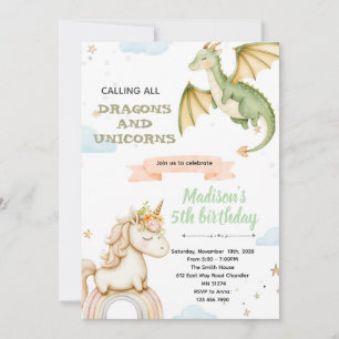 Dragon and unicorn Party Invitation