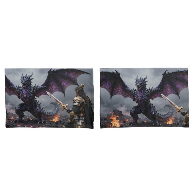 Dragon and Warrior Confrontation Pillowcase (Front-Set)