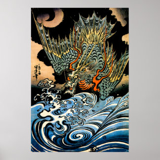 Dragon and Waves I Poster