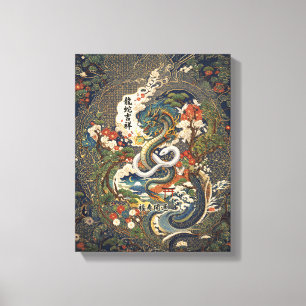 Dragon and White Snake - Auspicious- Canvas Print