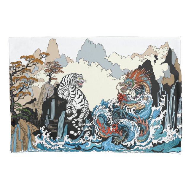 Dragon and White Tiger. Illustration by Insima Pillowcase (Front)