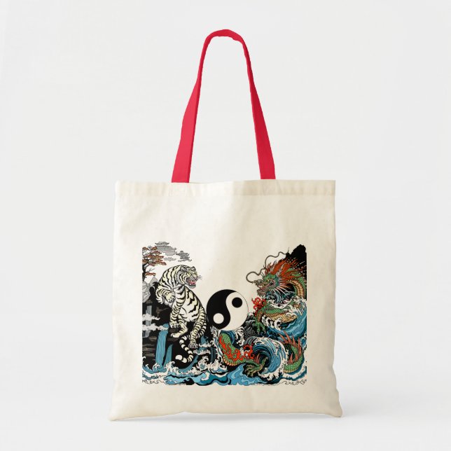 Dragon and White Tiger. Illustration by Insima Tote Bag (Front)