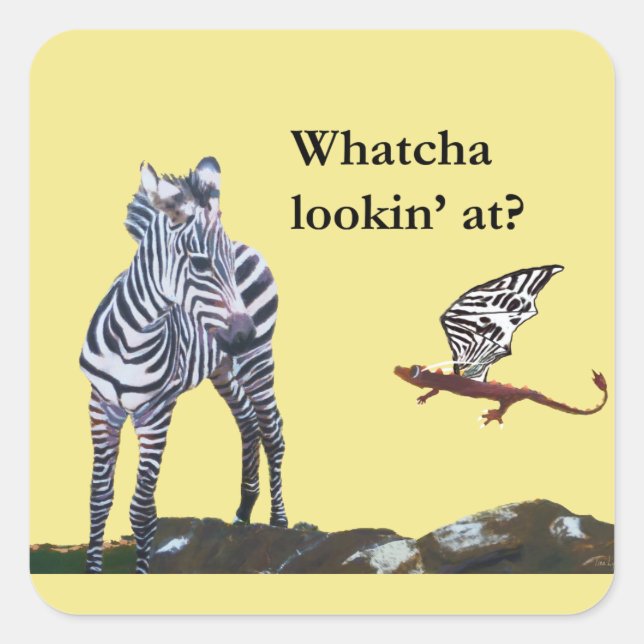 Dragon and Zebra Square Sticker (Front)