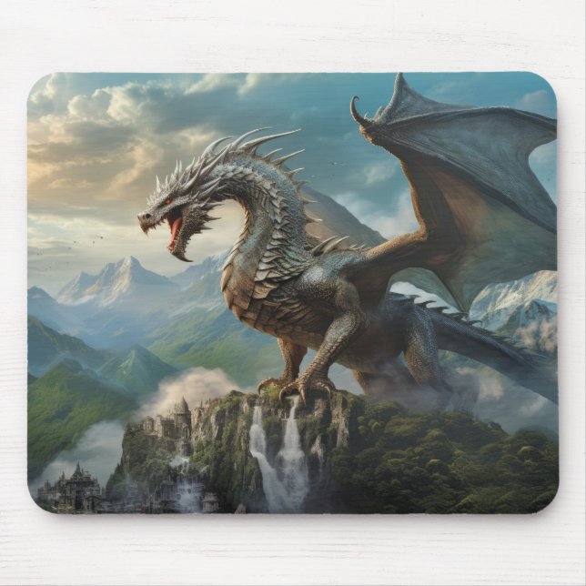Dragon Animal Creature Fantasy Colourful Wall Art Mouse Mat (Front)