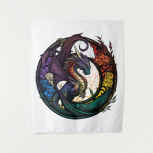 Dragon Animal Portrait Stained Glass Wildlife Free Tapestry
