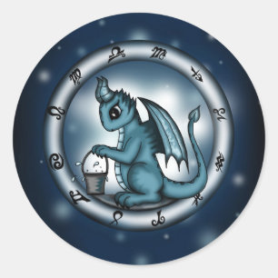 Dragon Aquarius Zodiac Classic Round Sticker