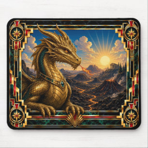 Dragon, Art Deco Mythical Mouse Mat