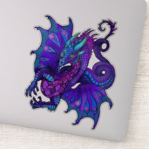 Dragon Art Nouveau Style Blue and Purple