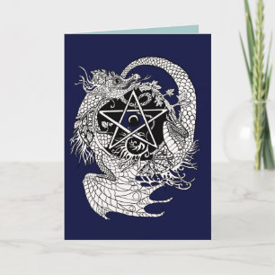 Dragon art nouveau style pentacle~greeting cards