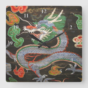 Dragon   Asian Korean Art Seoul Square Wall Clock