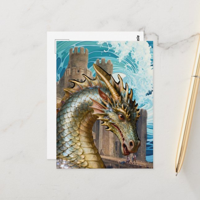 Dragon at the Castle Postcard (Front/Back In Situ)