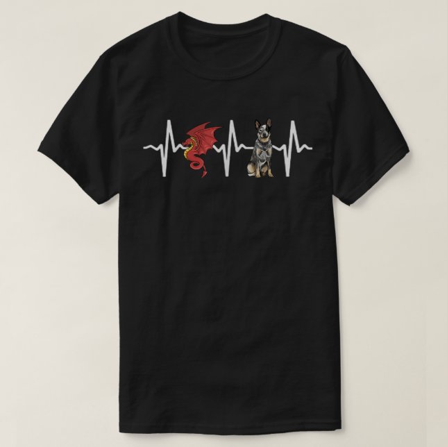 Dragon Australian Cattle Dog Heartbeat Dog Lover  T-Shirt (Design Front)