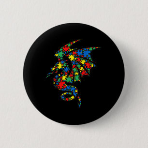 Dragon Autism Puzzle For Women Men Kids - Autism A 6 Cm Round Badge