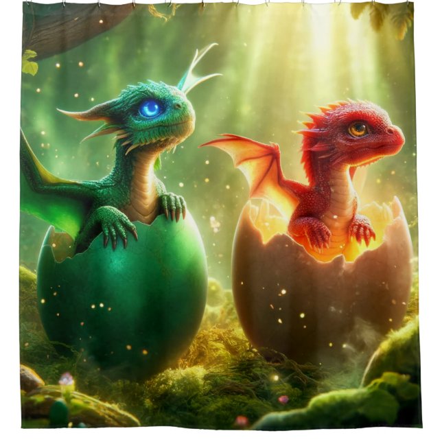 Dragon Babies Shower Curtain (Front)