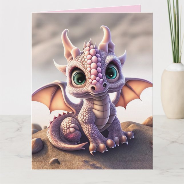 DRAGON BABY BIRTHDAY PINK Greeting Card (Front)