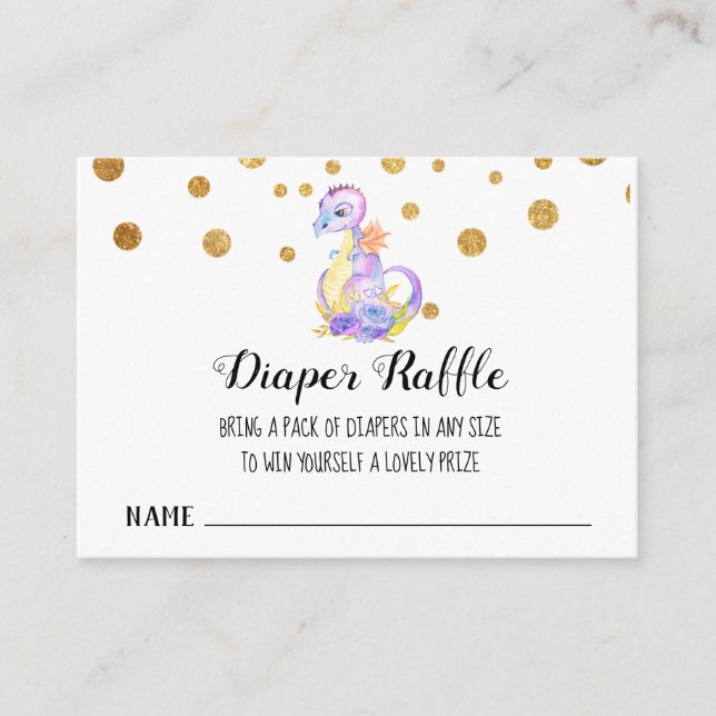 *~* Dragon Baby Girl Baby Shower Diaper Raffle Enclosure Card (Front)