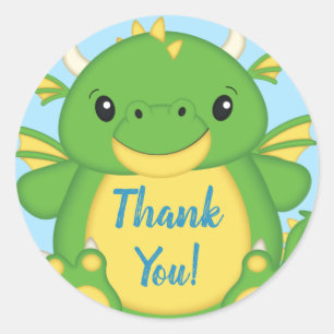Dragon Baby Shower Blue Classic Round Sticker