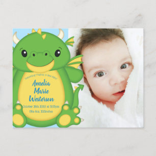Dragon Baby Shower Blue Postcard
