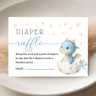 Dragon Baby Shower Boy Blue Diaper Raffle Enclosure Card
