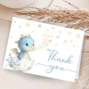 Dragon Baby Shower Boy Blue Folded Thank You Card