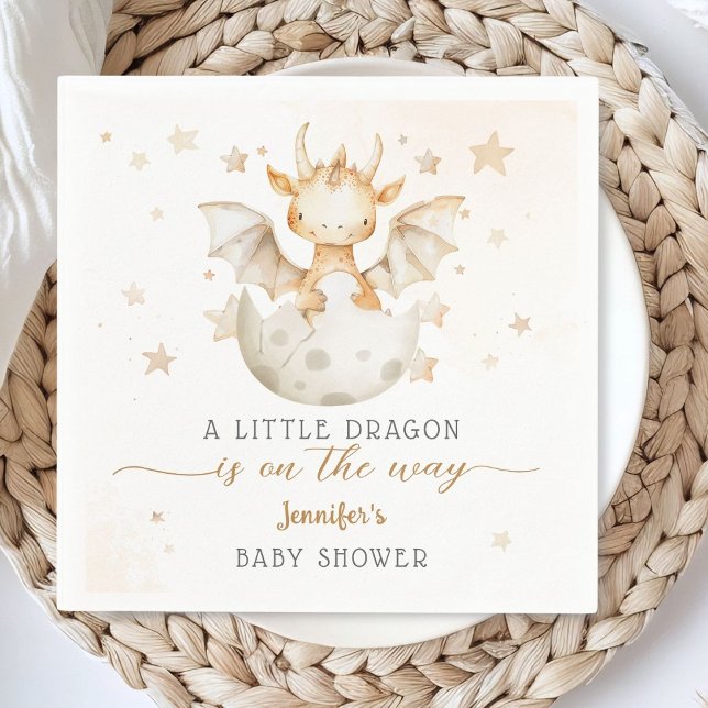 Dragon Baby Shower Cute Boho Dragon Paper Napkin (Creator Uploaded)