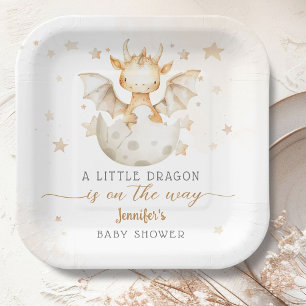 Dragon Baby Shower Cute Boho  Paper Plate