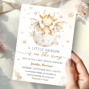 Dragon Baby Shower Cute Boho Watercolor Invitation